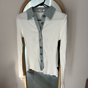 White and Blue button Shirt